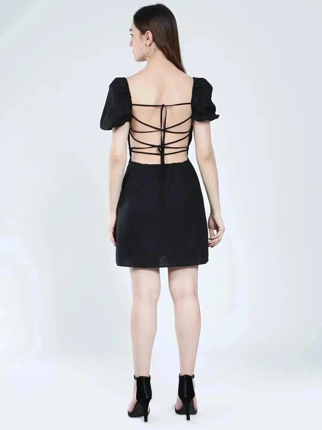 Off Shoulder Puff Sleeves Dress