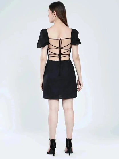 Off Shoulder Puff Sleeves Dress