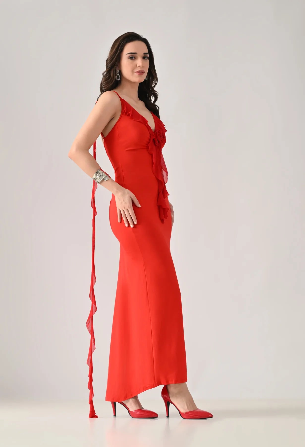 Ruffled Backless Maxi Dress