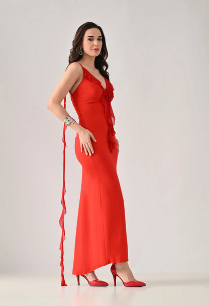 Ruffled Backless Maxi Dress