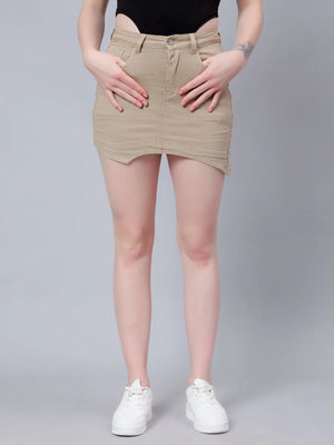 Asymmetrical Denim Mini Skirt