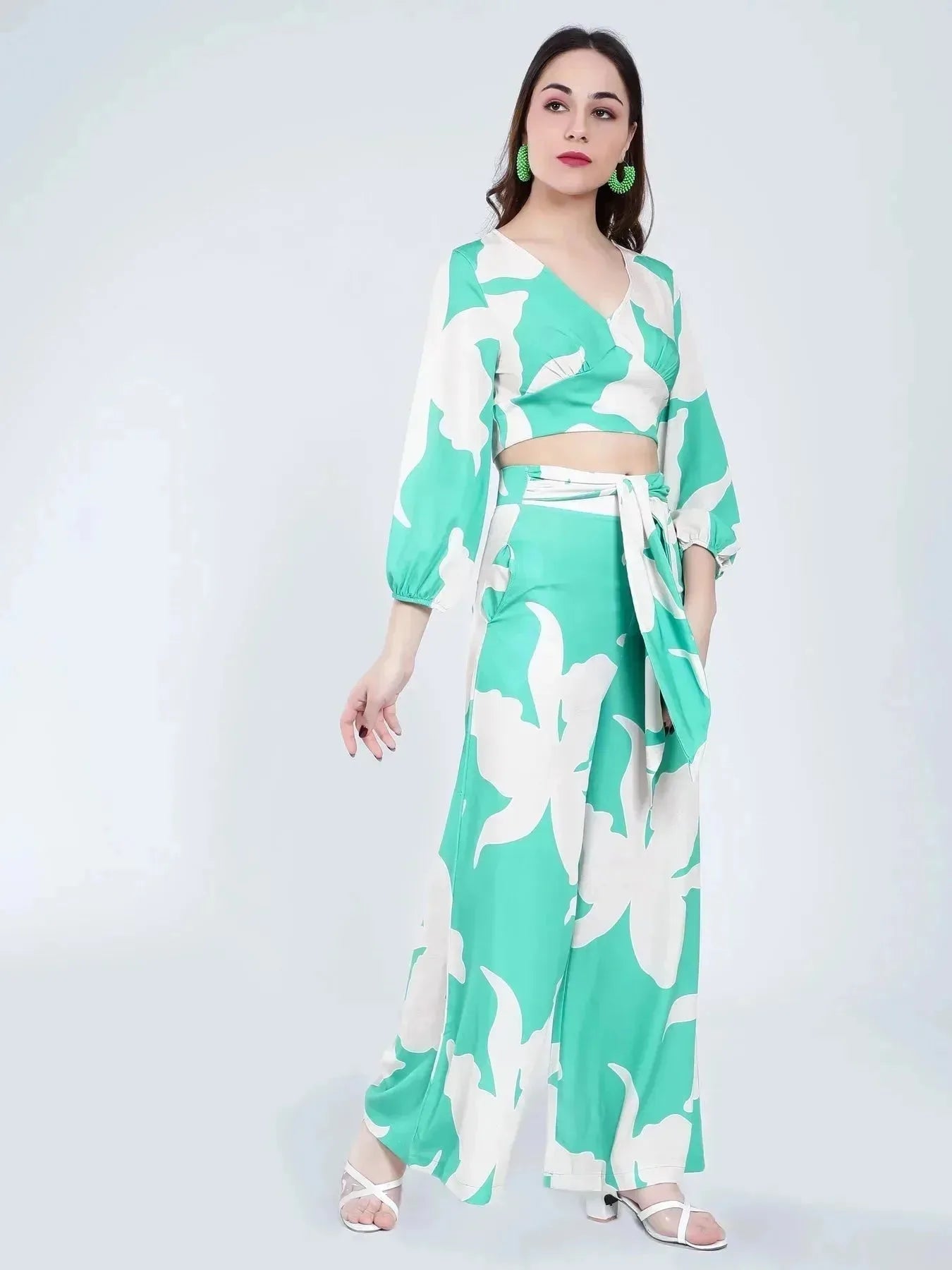 Belted Floral Two-Piece Set