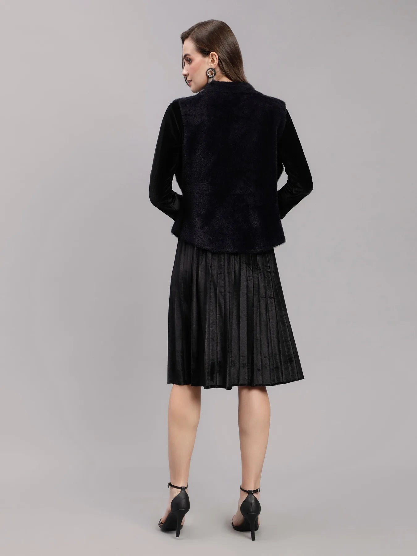 Sleeveless Jacket and Dress Set