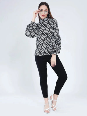 Swirl Leaf Printed Blouse