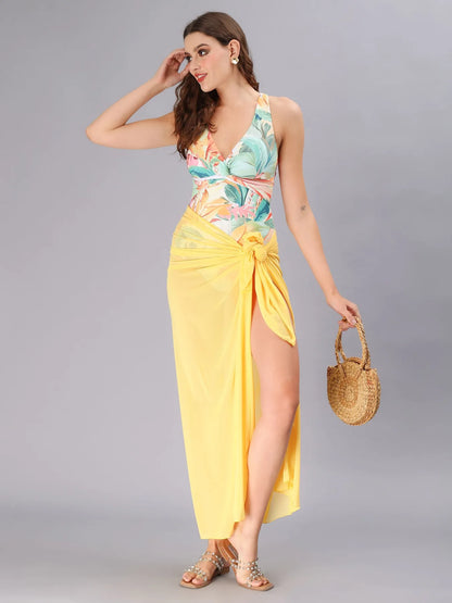 Halter Neck Monokini With Sarong