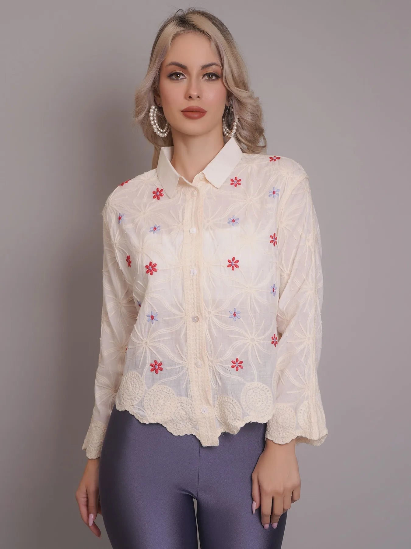 Chain Stitch Embroidered Shirt