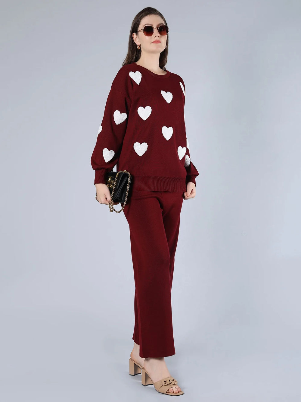 Heart Knitted Two Piece Set