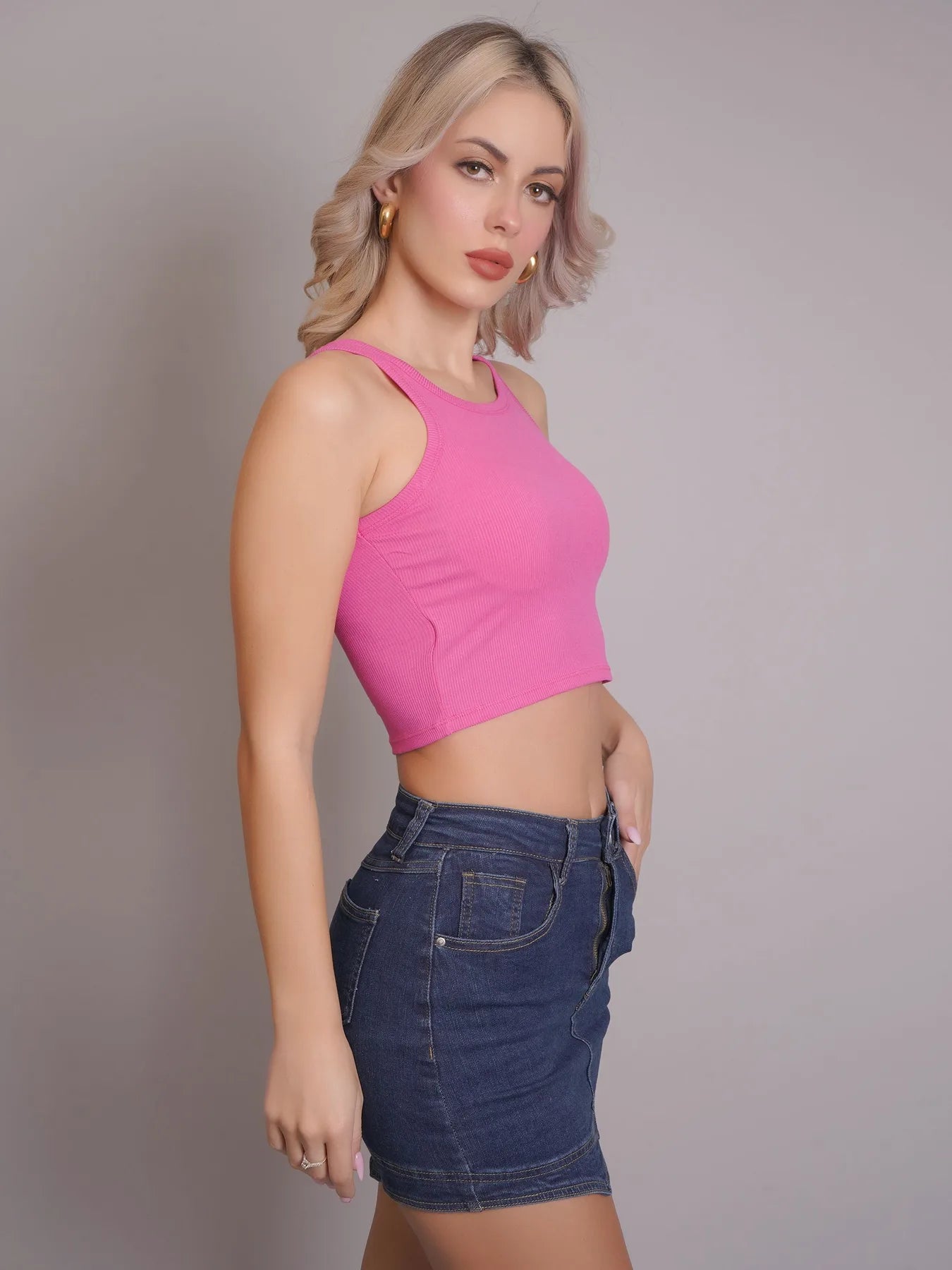 Padded Ribbed Crop Top