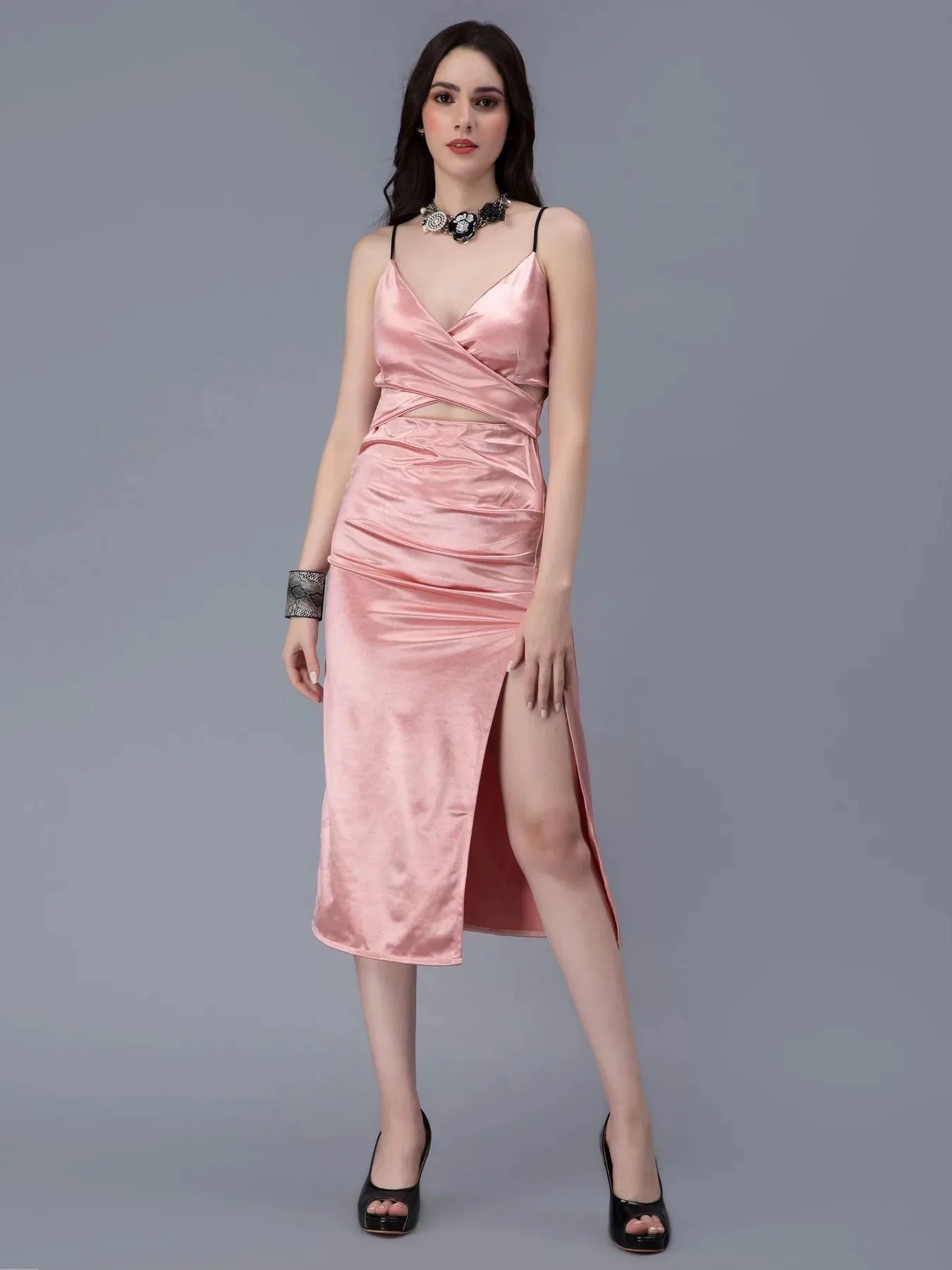 Cross Front Satin Dress
