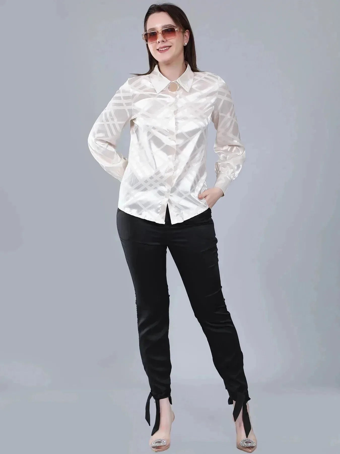 Geometrical Texture Satin Shirt