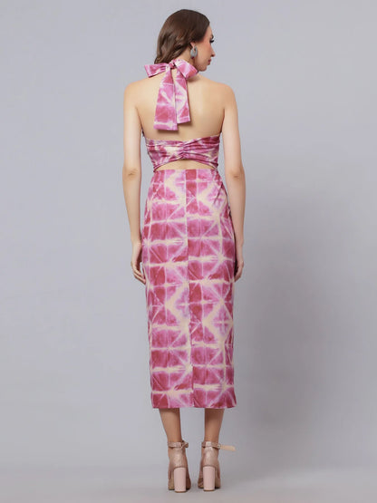 Tie-Dye Printed Halter Dress