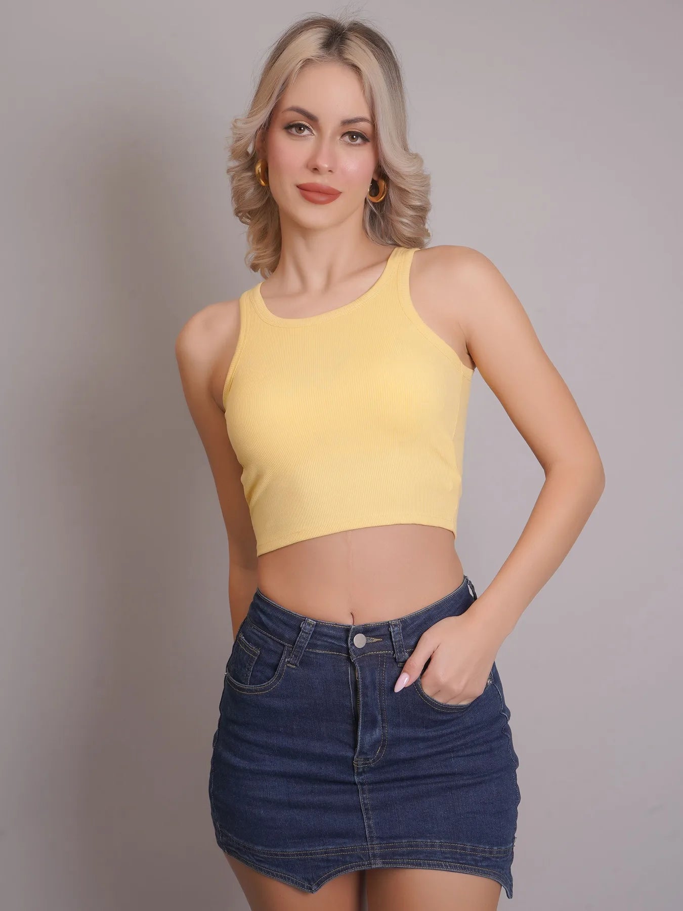 Padded Ribbed Crop Top