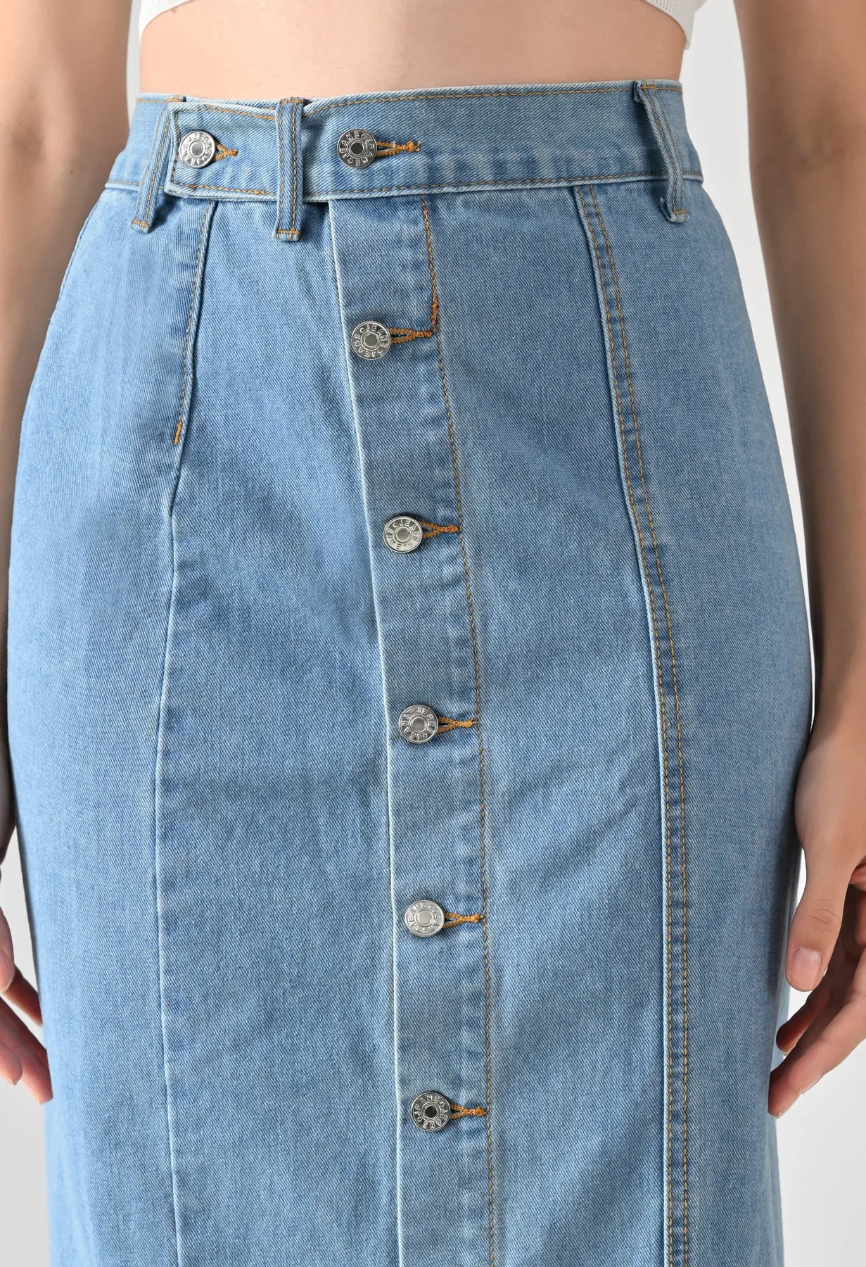 Frontline Button Midi Skirt