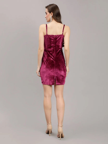 Rhinestones Studded Velvet Strappy Dress