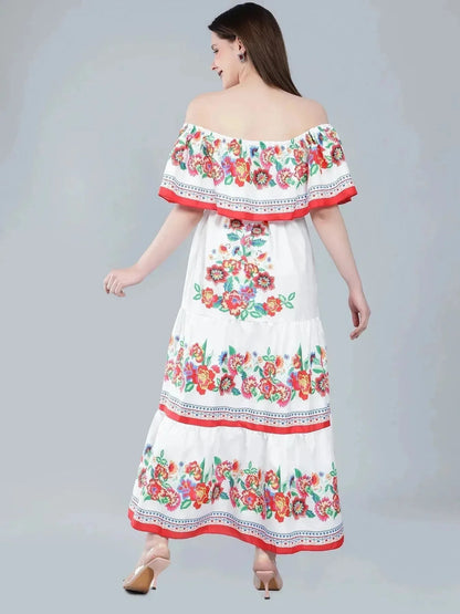 Floral Print Off-Shoulder Maxi Dress
