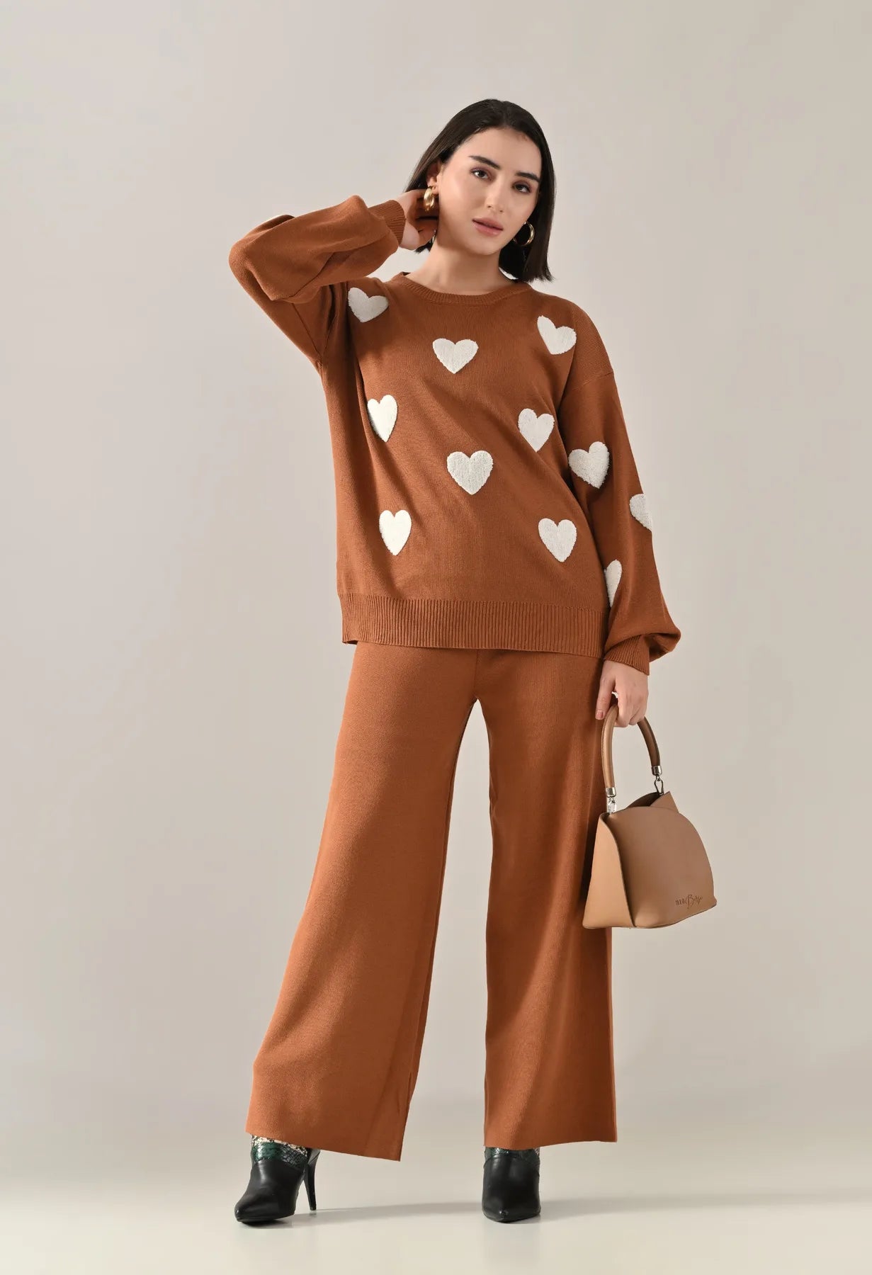 Heart Knitted Two Piece Set