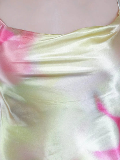 Splash Color Cowl Slip Dress