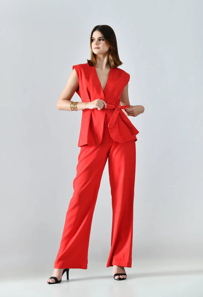 Classy Belted Two-Piece Set