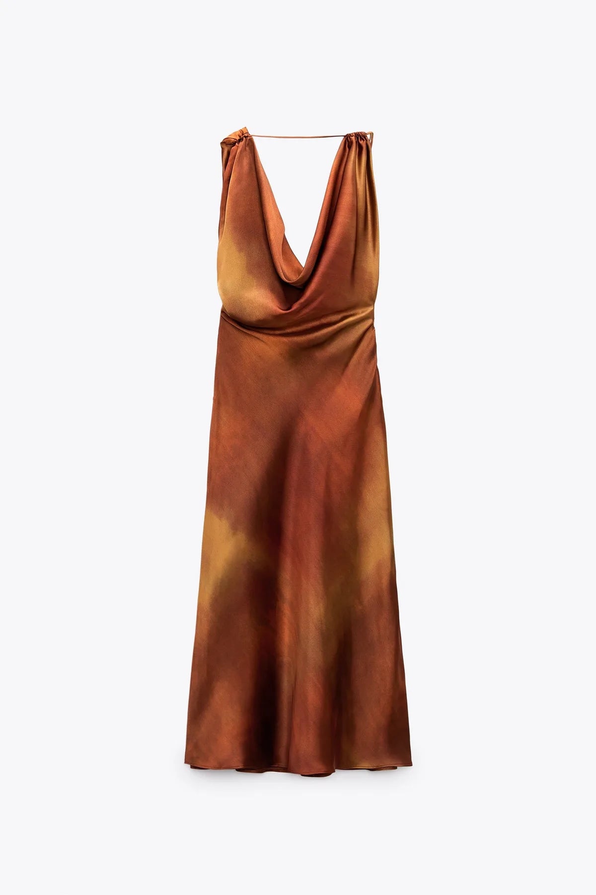 Cowl Neck Satin Dress
