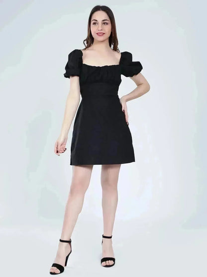 Off Shoulder Puff Sleeves Dress