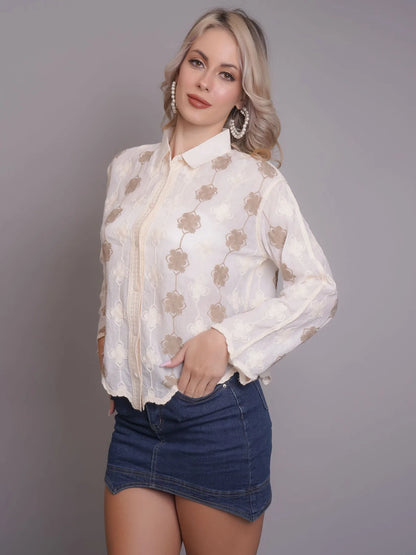 Chain Stitch Embroidered Shirt