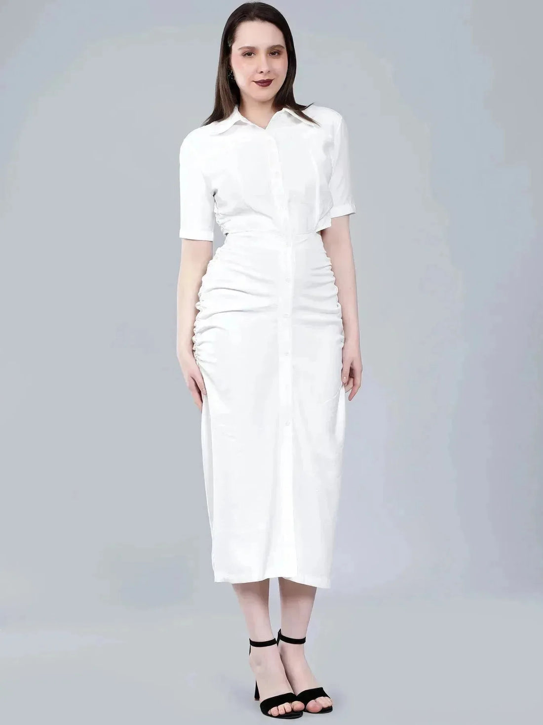 Back Cutout Shirt Dress