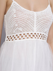 Summer Crochet Tulle Midi Dress