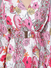 Abstract Floral Pattern Midi Dress