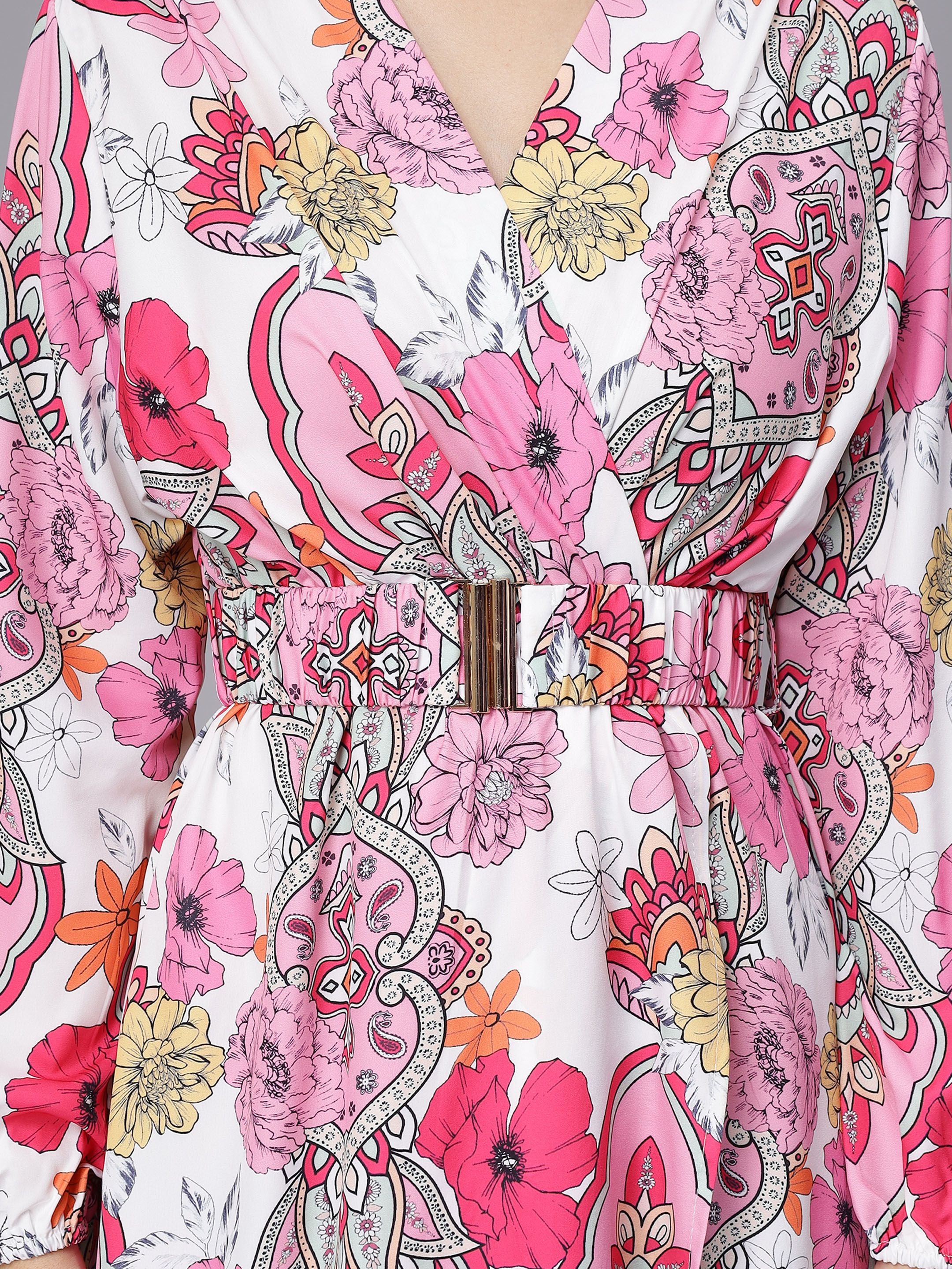 Abstract Floral Pattern Midi Dress