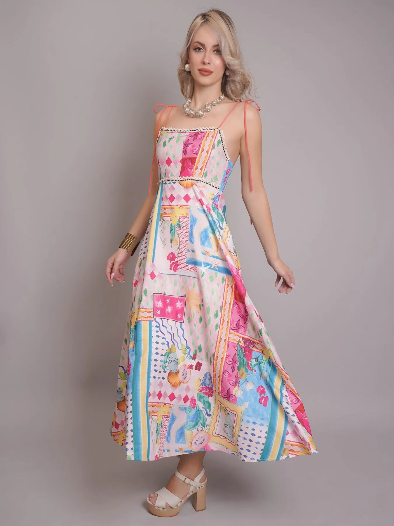 Graffiti Printed Maxi Sundress