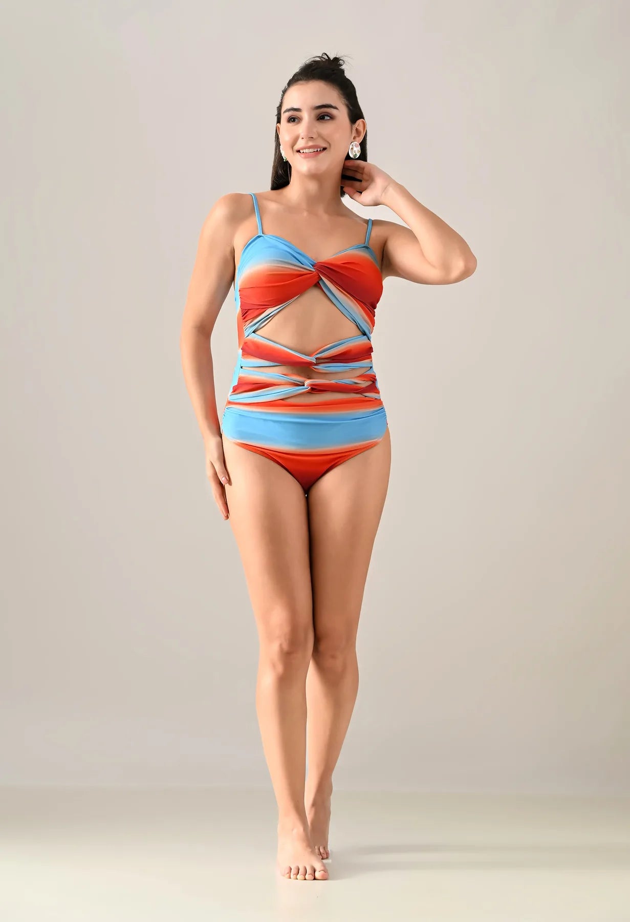 Sunset Splash Monokini With Skirt