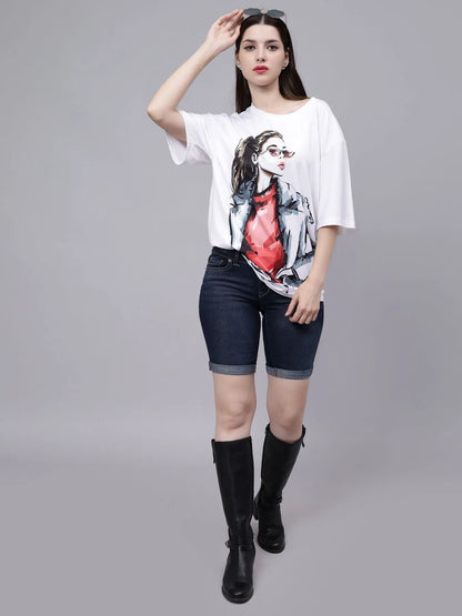 Stylish Girl Graphic Oversized T- Shirt
