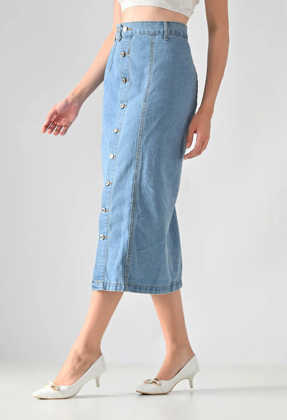 Frontline Button Midi Skirt