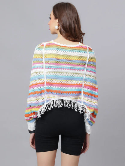 Multicolour Crochet Cape