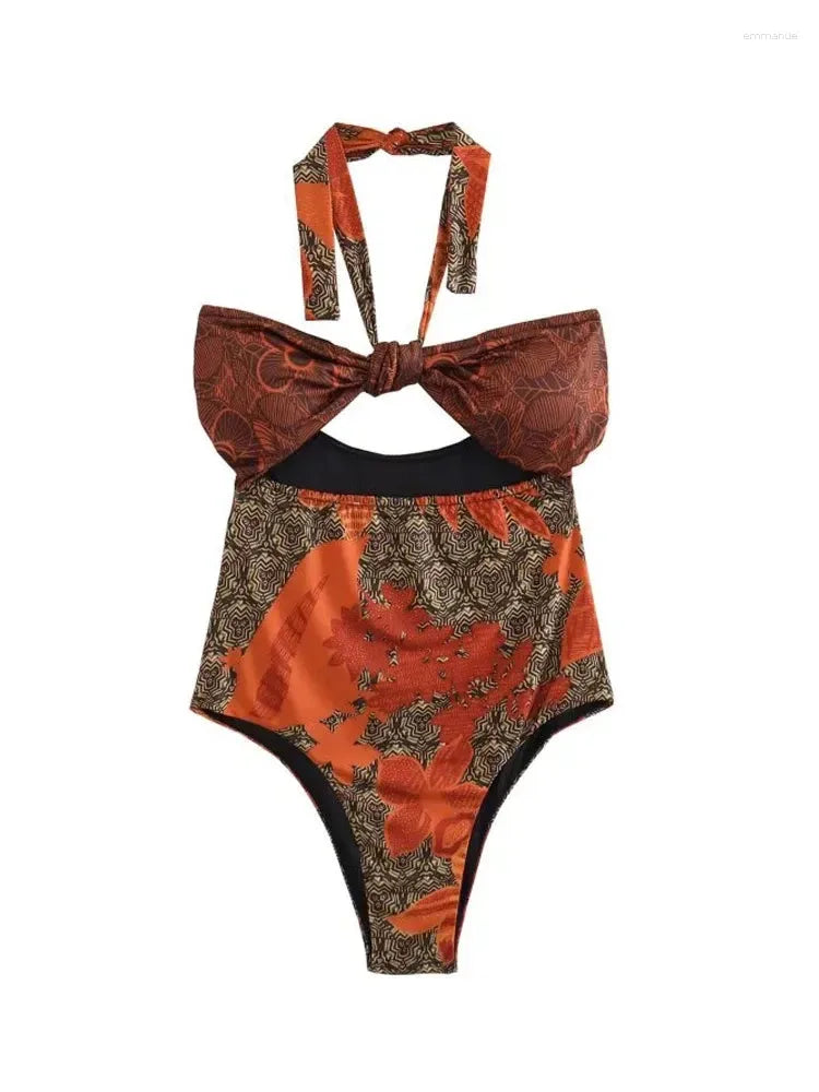 Hollow Out Printed Monokini