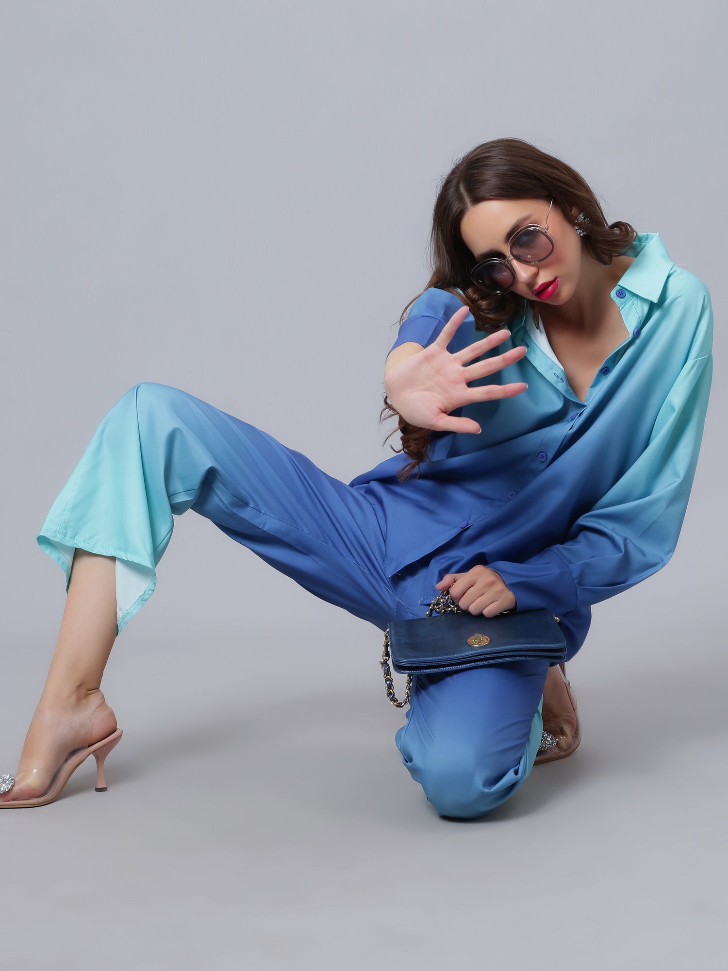 Gradient Blue Two-piece Set