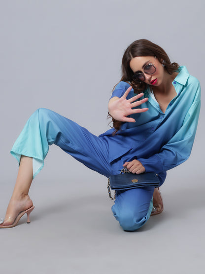 Gradient Blue Two-piece Set