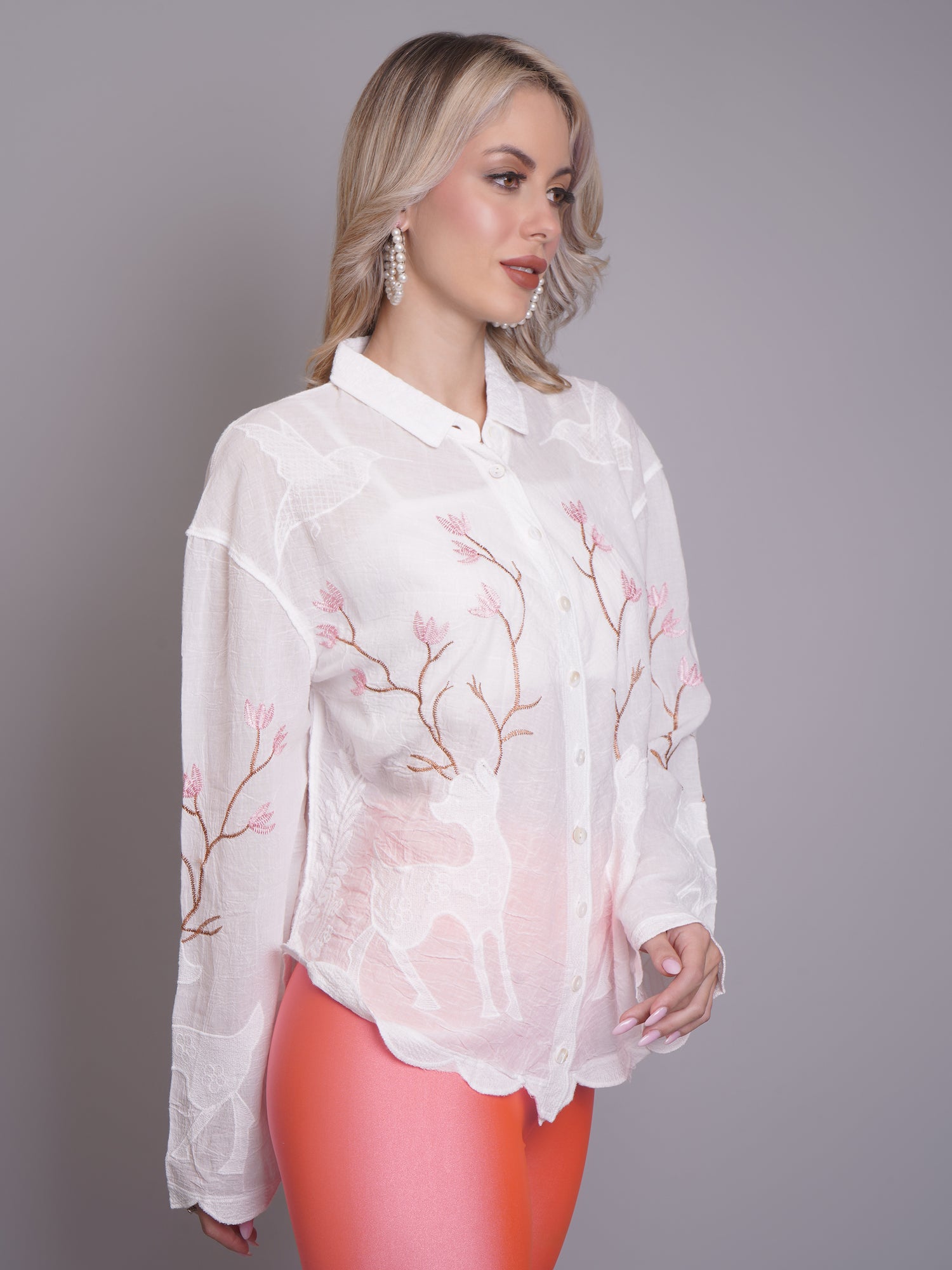 Deer Embroidered Shirt