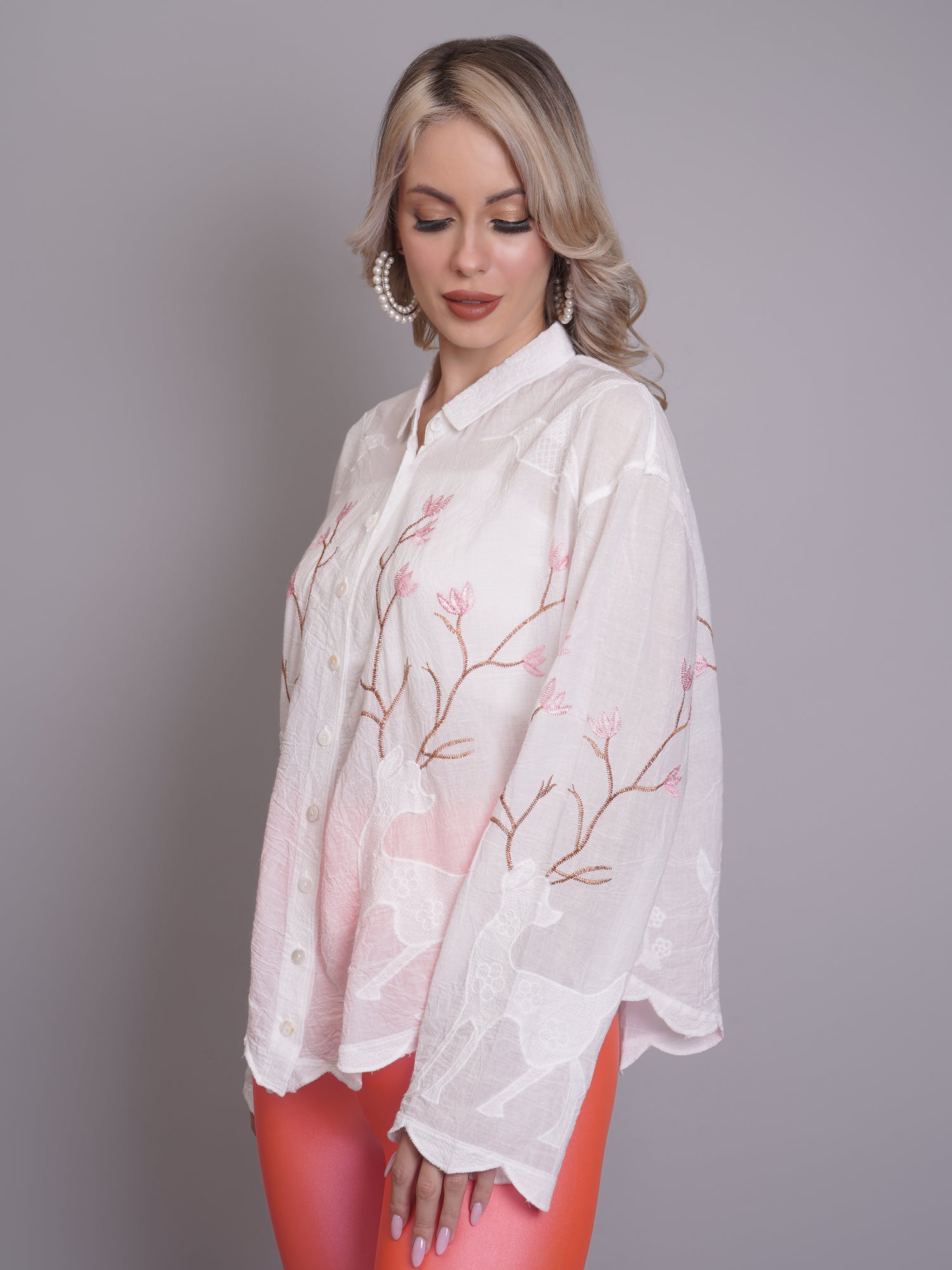 Deer Embroidered Shirt