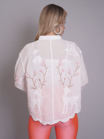 Deer Embroidered Shirt