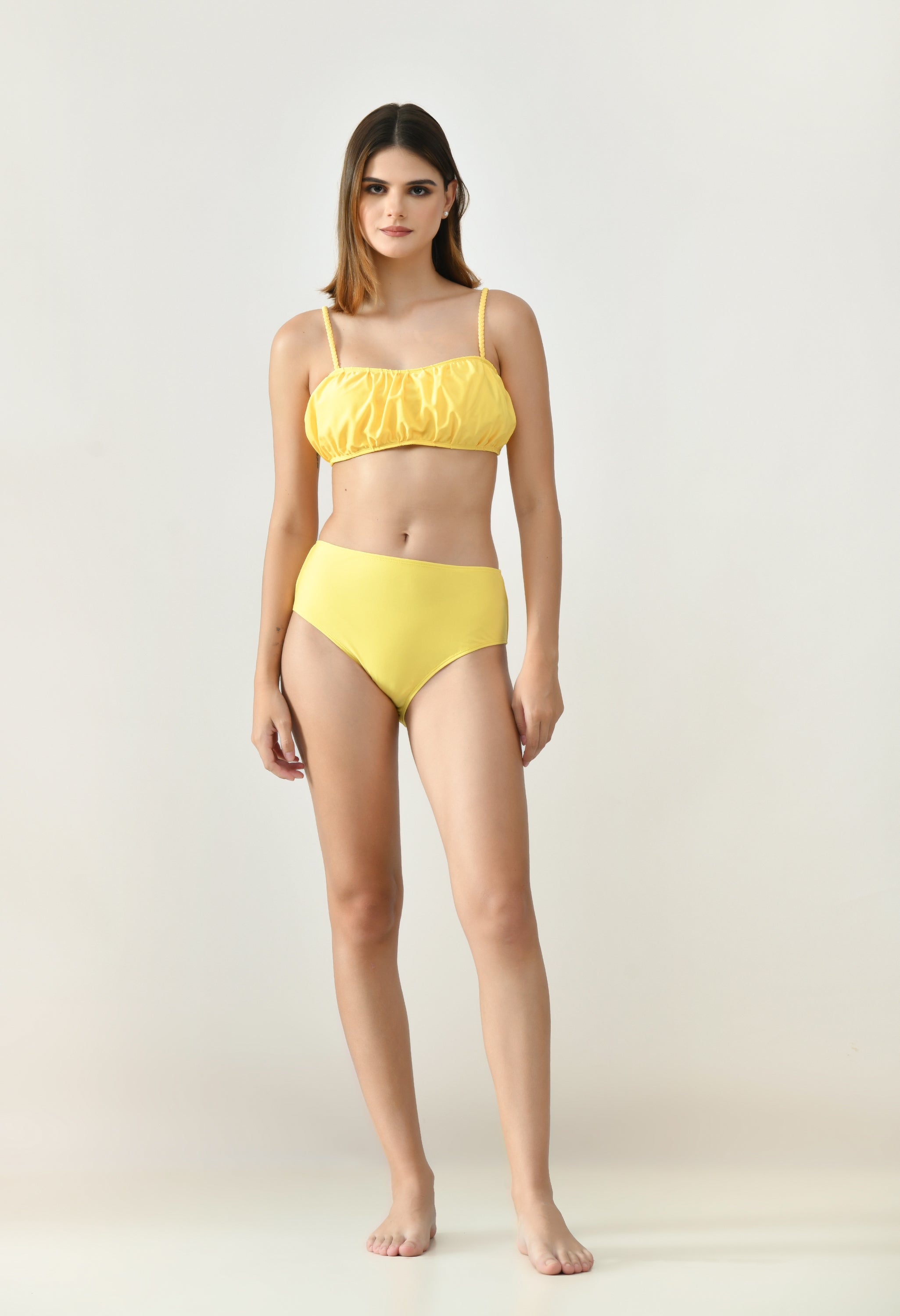 Solid Bikini Set With Sarong