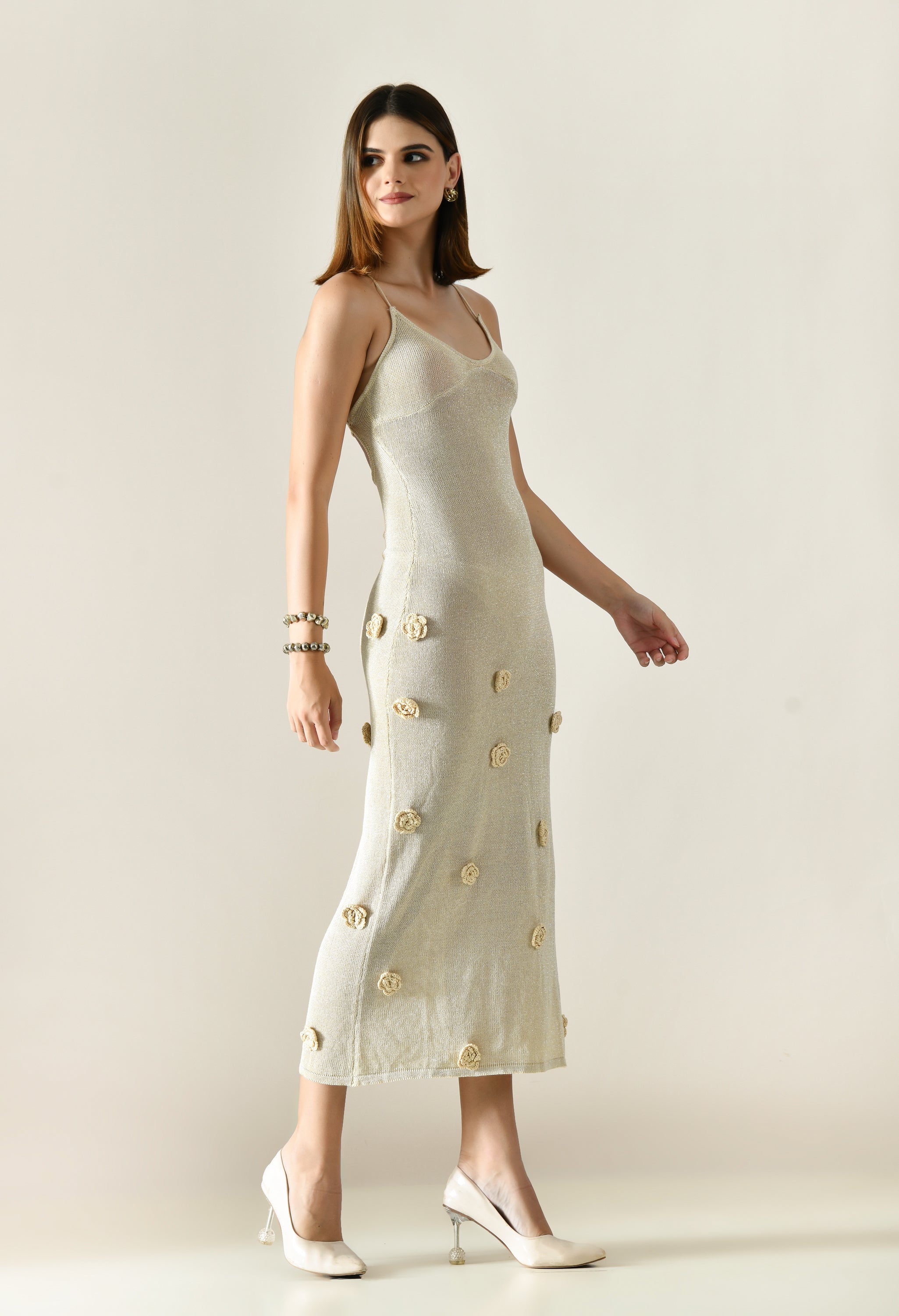 Rosette Crochet Maxi Dress
