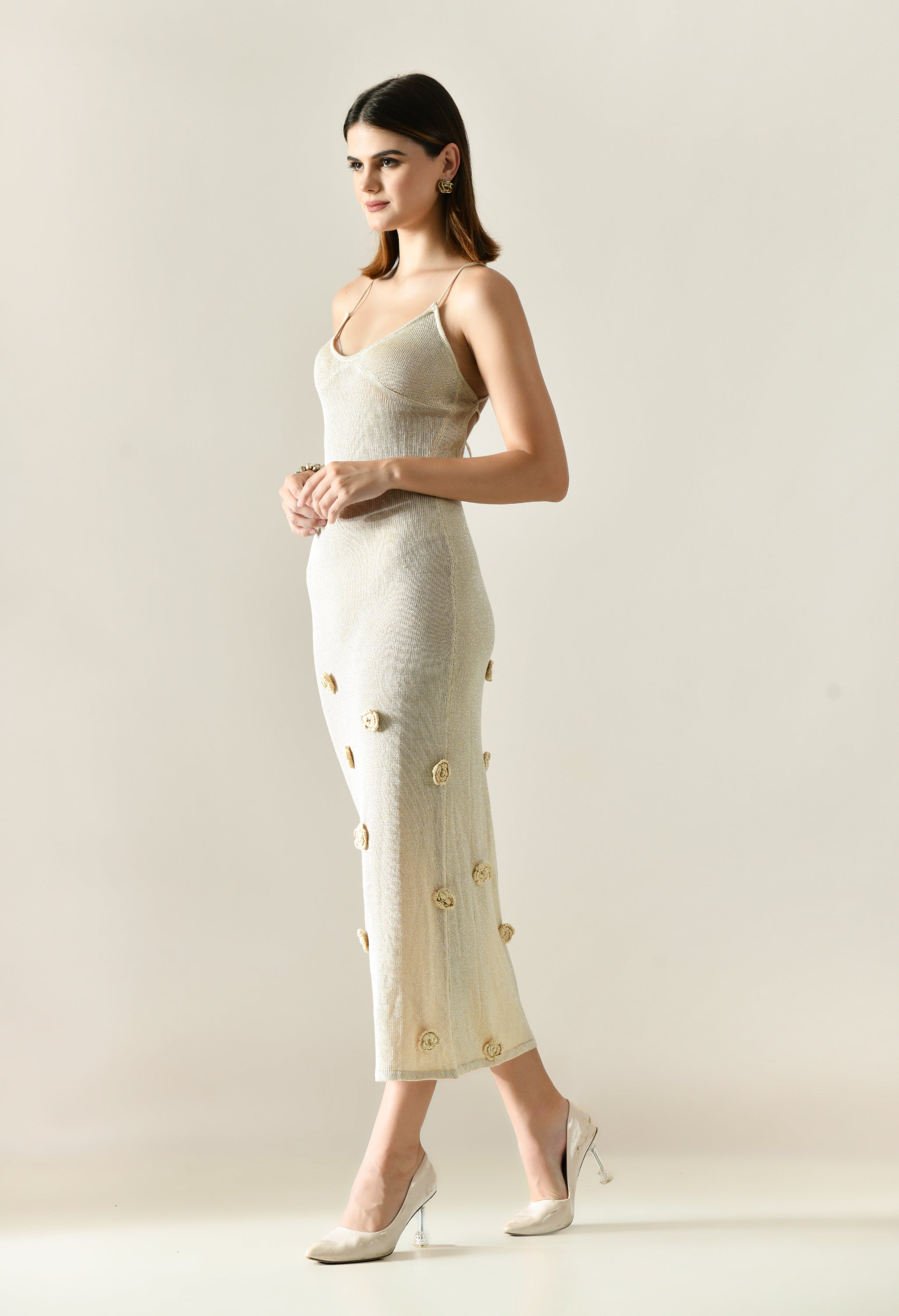 Rosette Crochet Maxi Dress