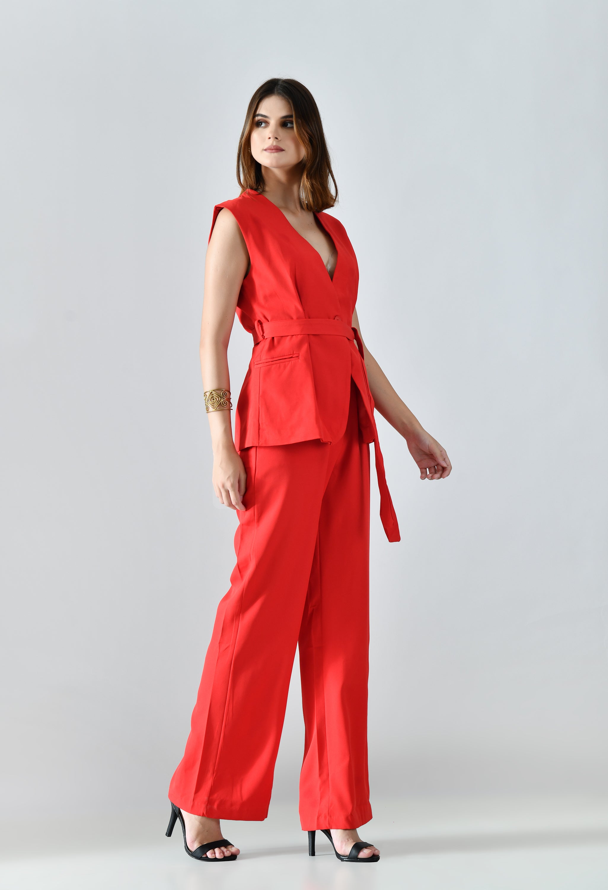 Classy Belted Two-Piece Set