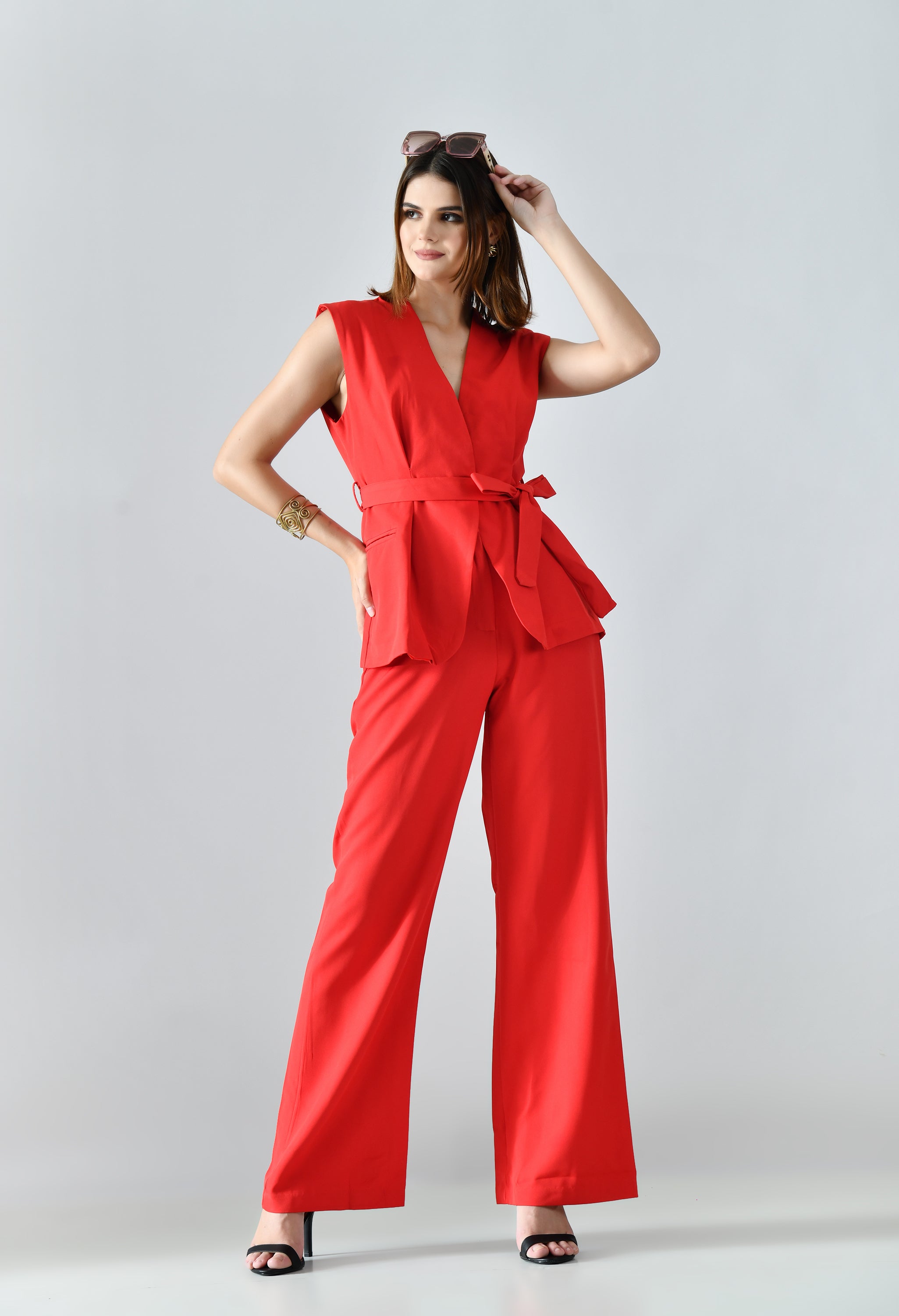 Classy Belted Two-Piece Set