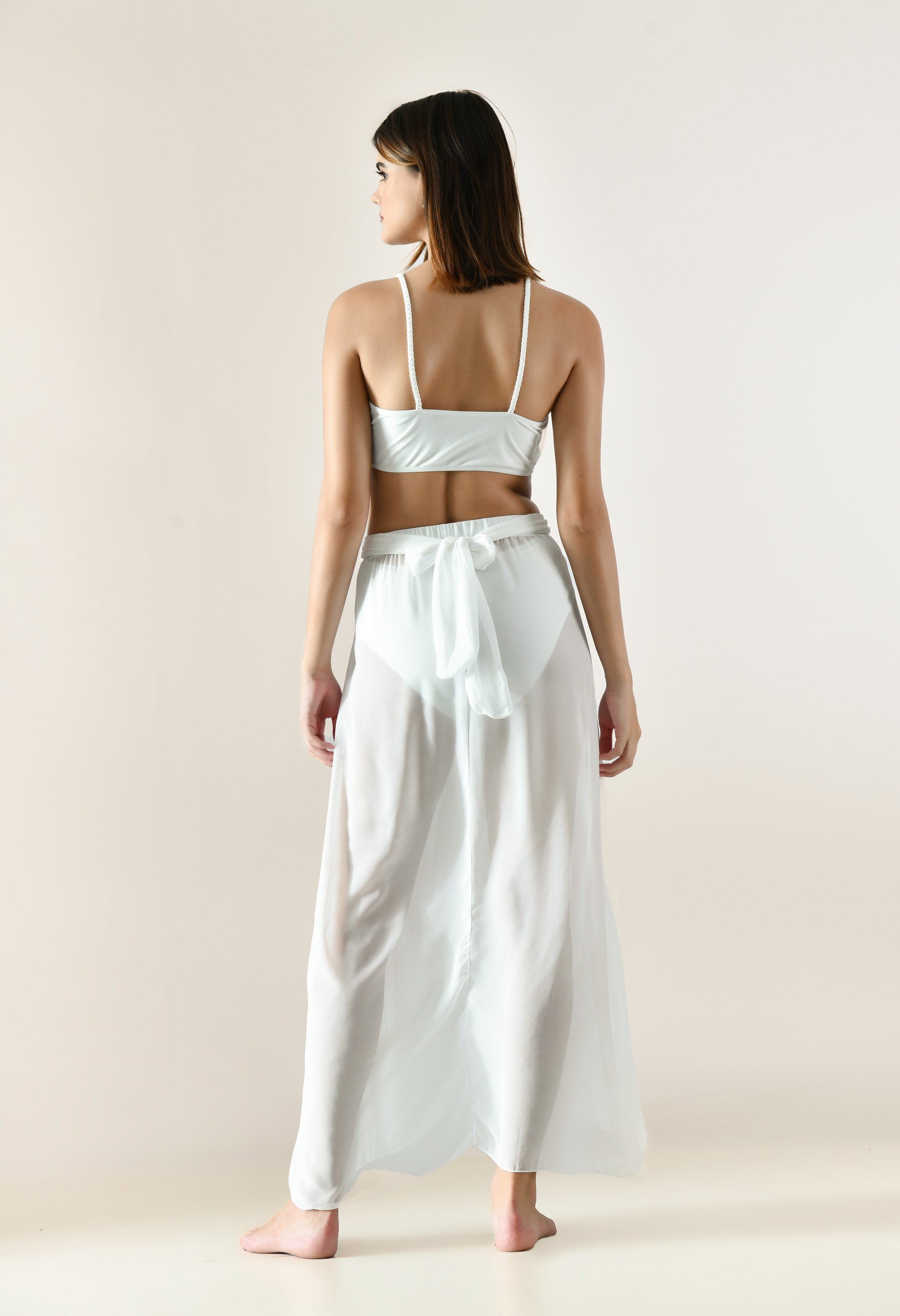 Solid Bikini Set With Sarong