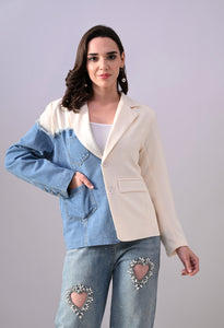 Denim Panel Statement Blazer