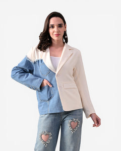 Denim Panel Statement Blazer