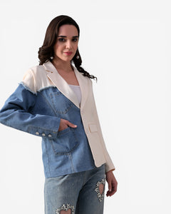 Denim Panel Statement Blazer