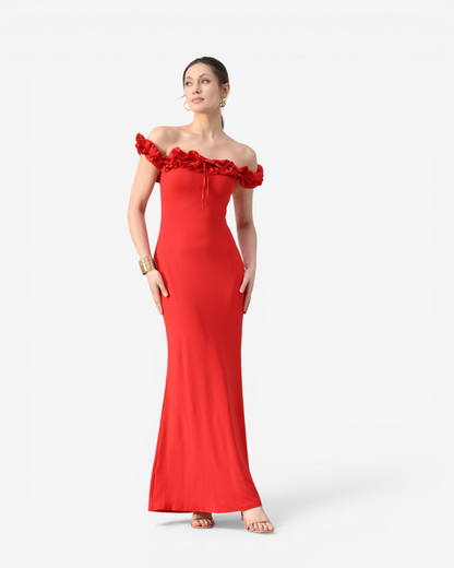 Off-Shoulder Ruffle Maxi Dress